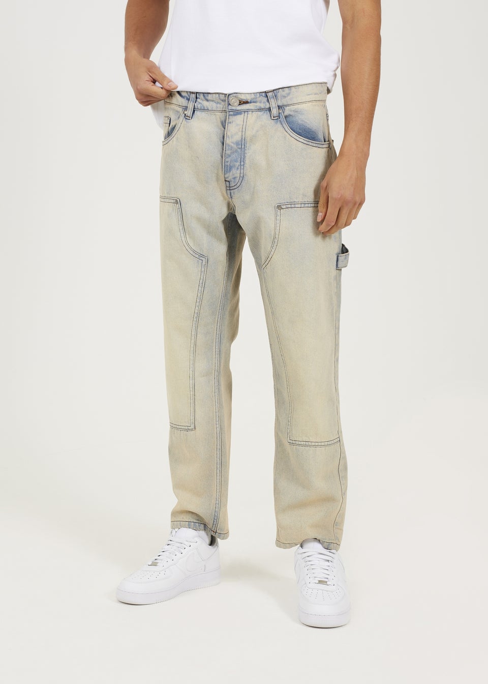 Brave Soul Sand Loose Fit Carpenter Style Denim Jeans