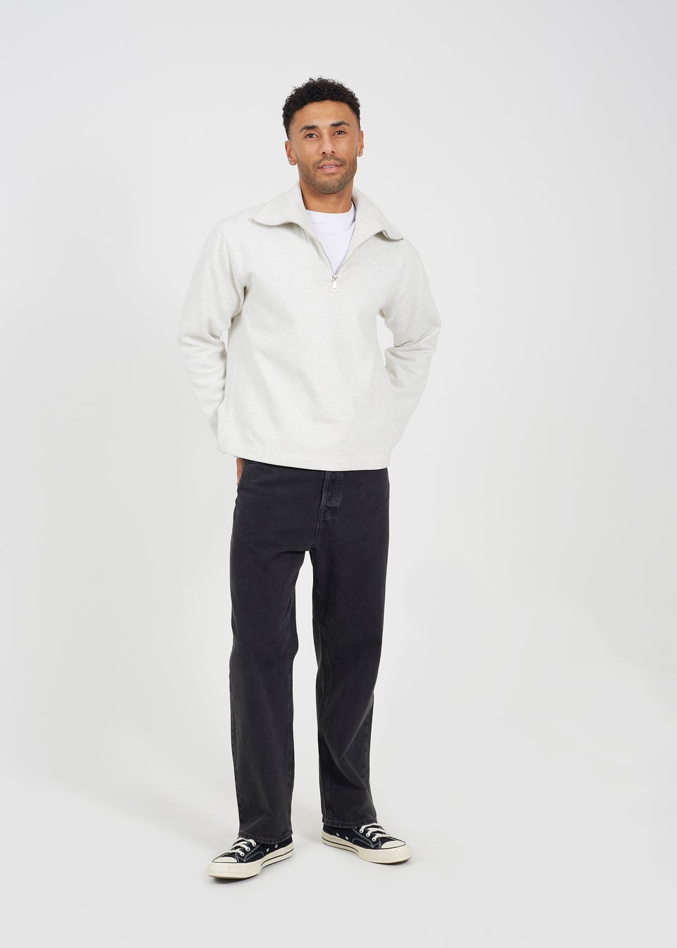 Brave Soul Natural High Funnel Neck 1/4 Zip Sweatshirt