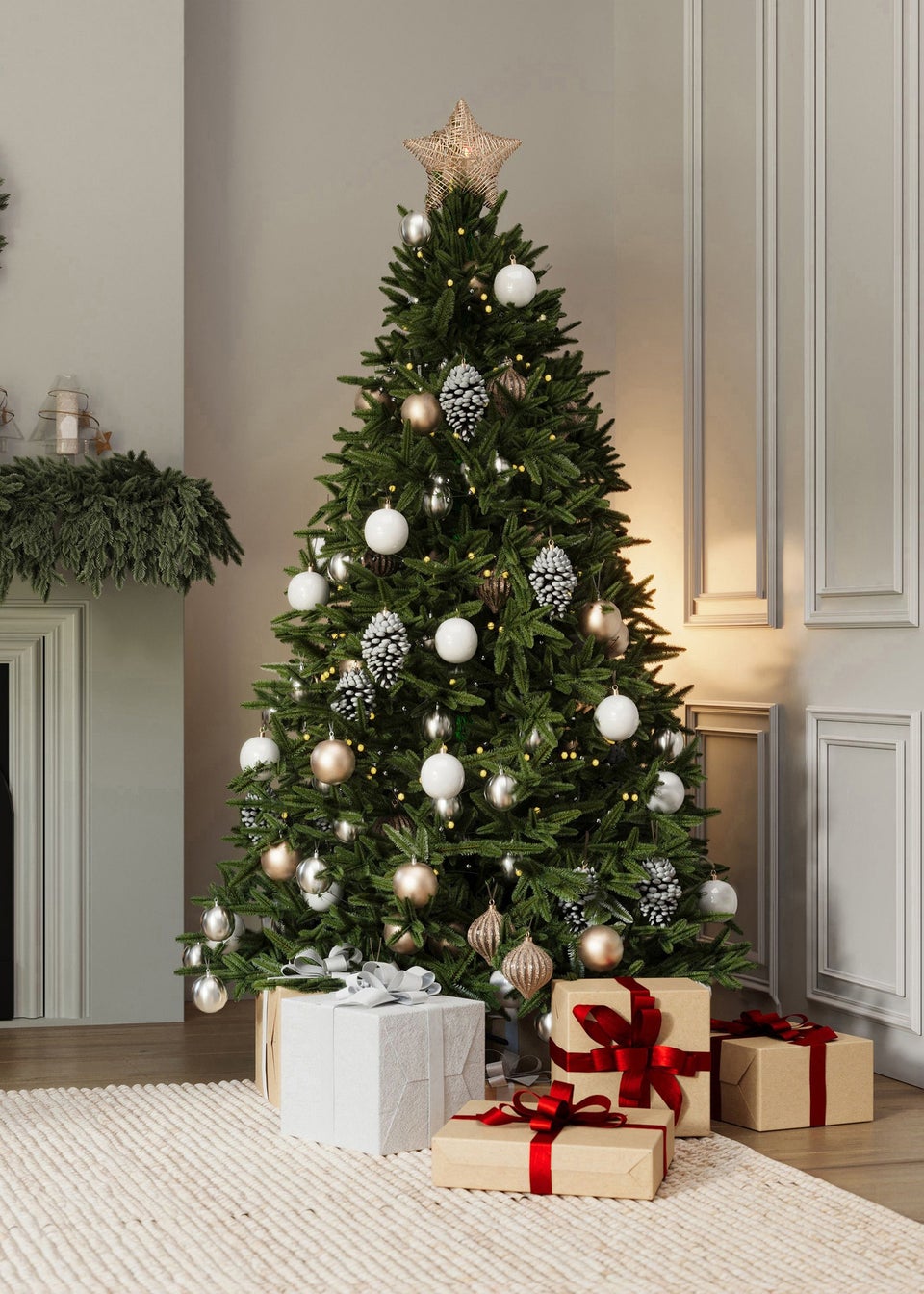 Charles Bentley  Green Luxury 8ft Faux Nordic Spruce Hinged Christmas Tree
