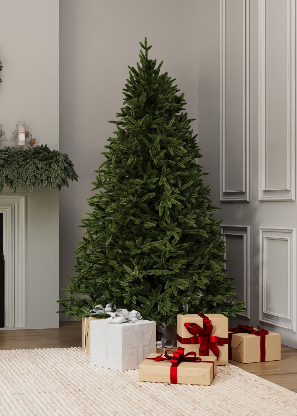 Charles Bentley  Green Luxury 8ft Faux Nordic Spruce Hinged Christmas Tree