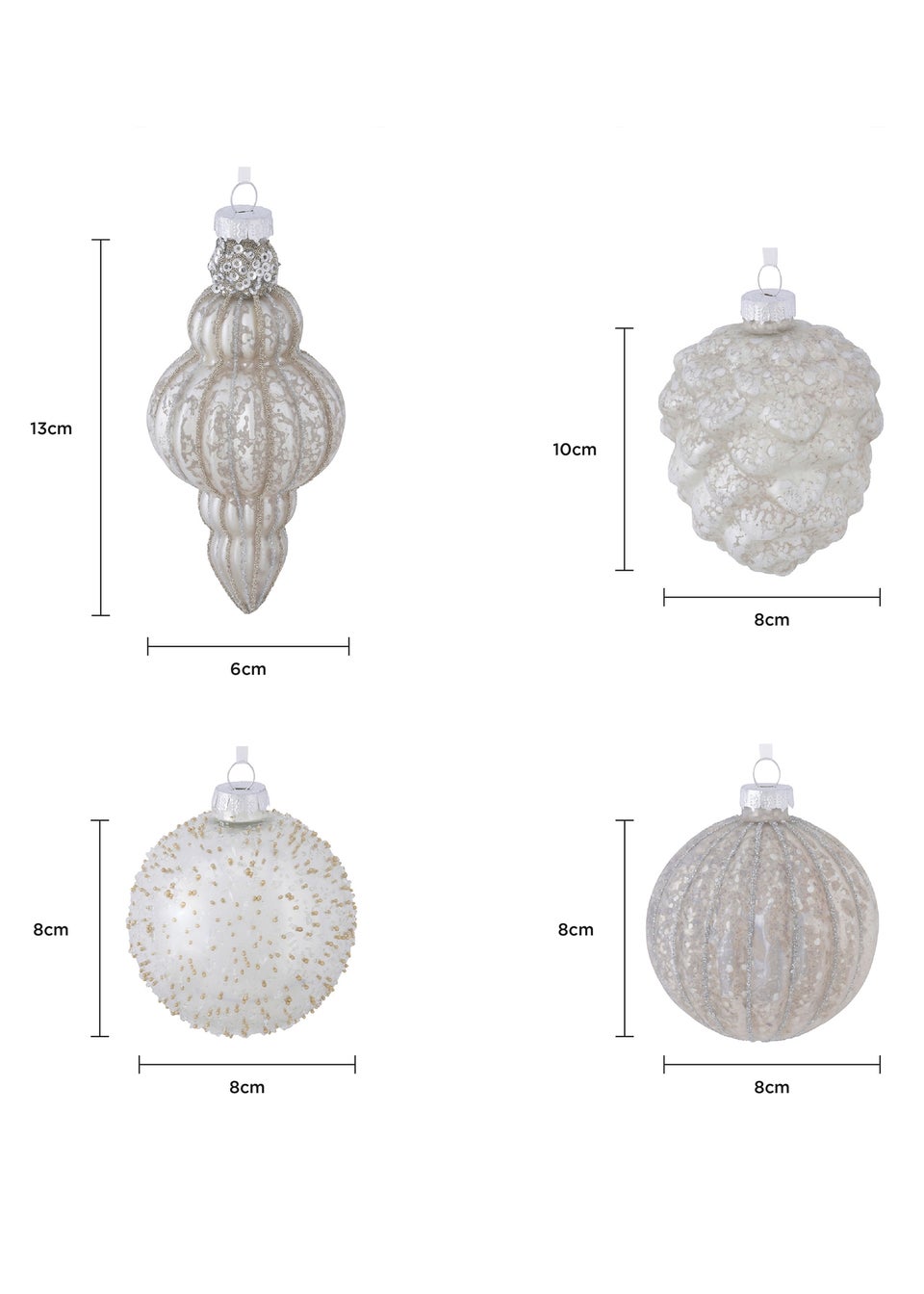 Charles Bentley Champagne Gold 12 Piece Coloured Glass Bauble Collection