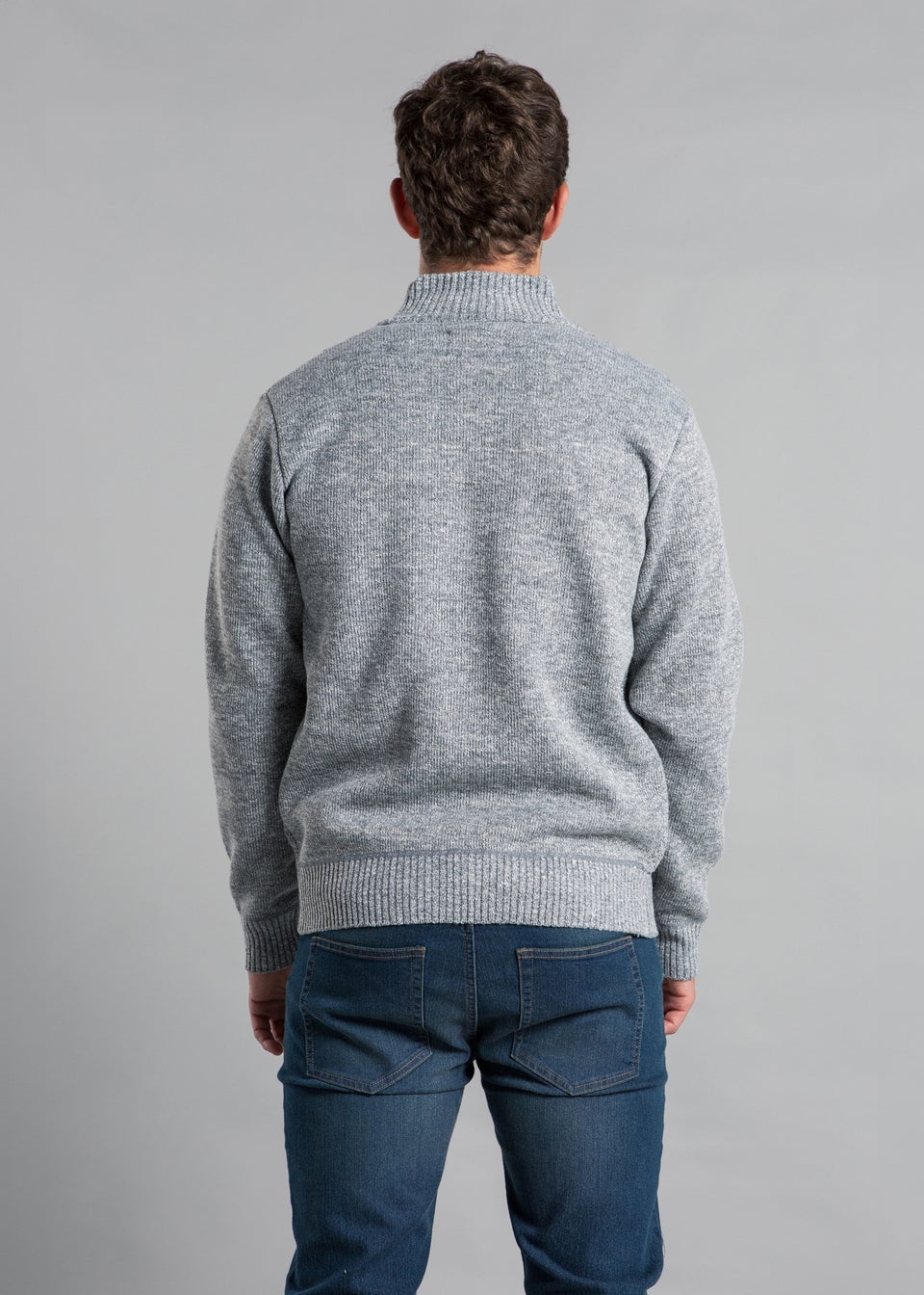 Kensington Eastside Grey Full Zip Funnel Neck Jumper
