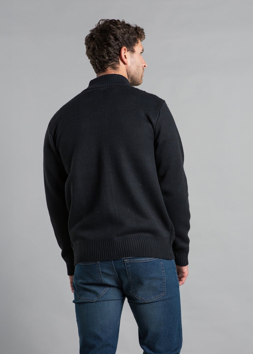 Kensington Eastside Navy Full Zip Funnel Neck Jumper