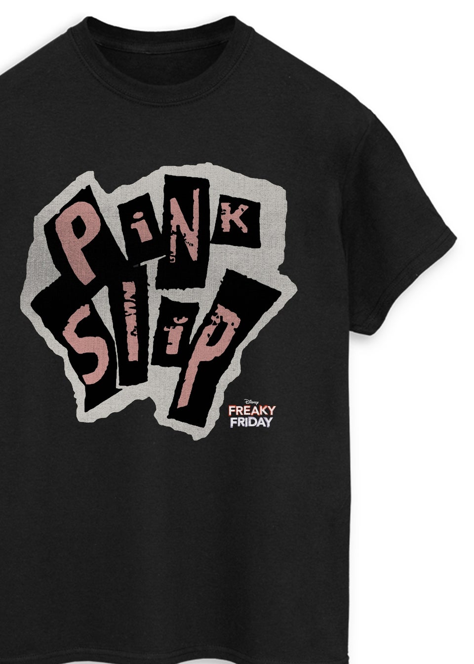 Disney Freaky Friday Pink Slip Black Graphic Boyfriend Fit T-Shirt