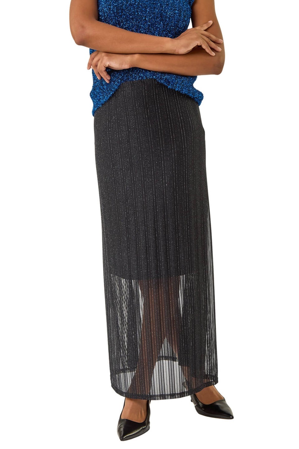 Roman Black Shimmer Overlay Skirt