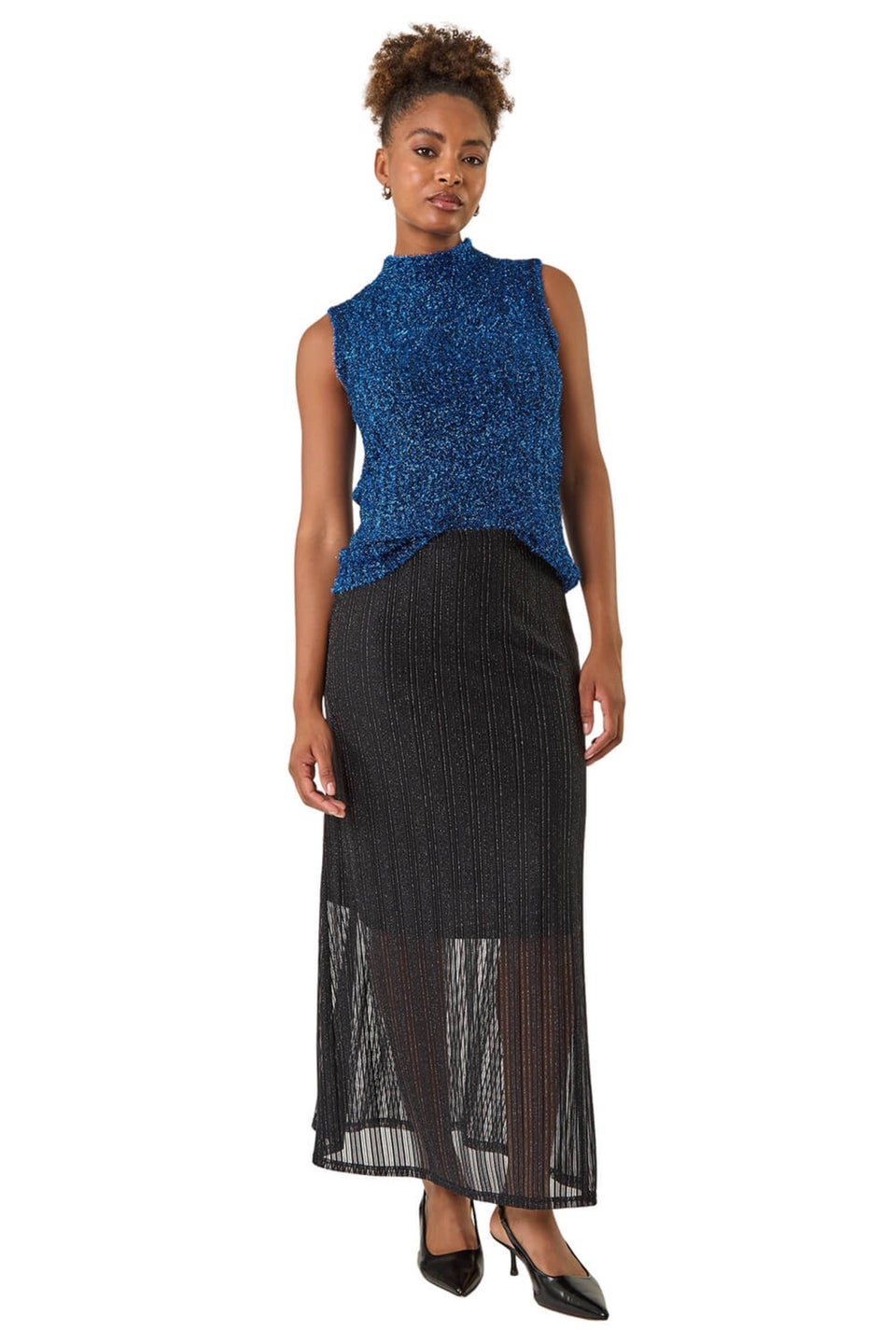 Roman Black Shimmer Overlay Skirt