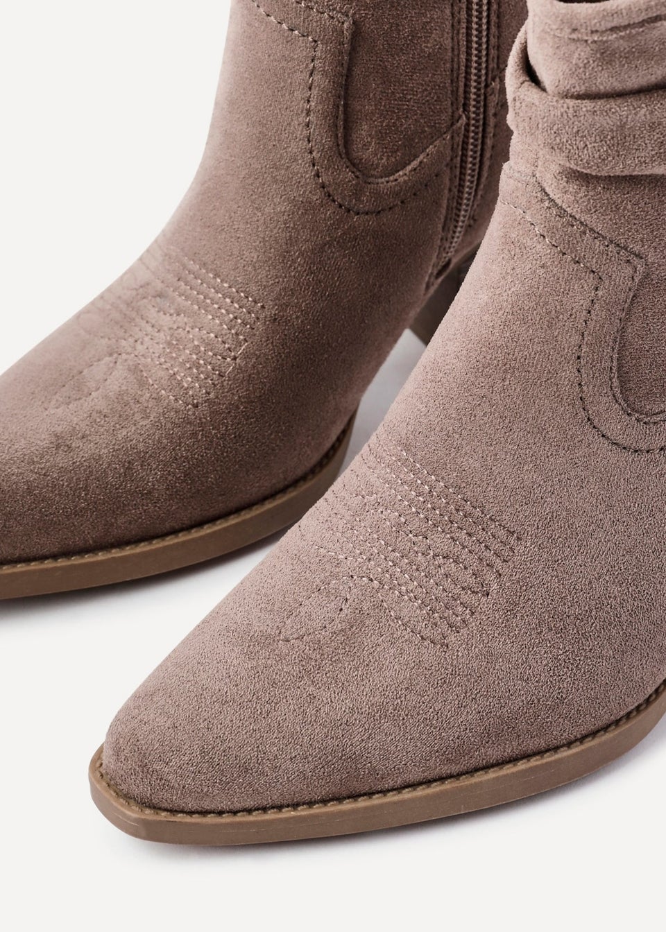 Linzi Carter Mocha Faux Suede Western Inspired Ankle Boot