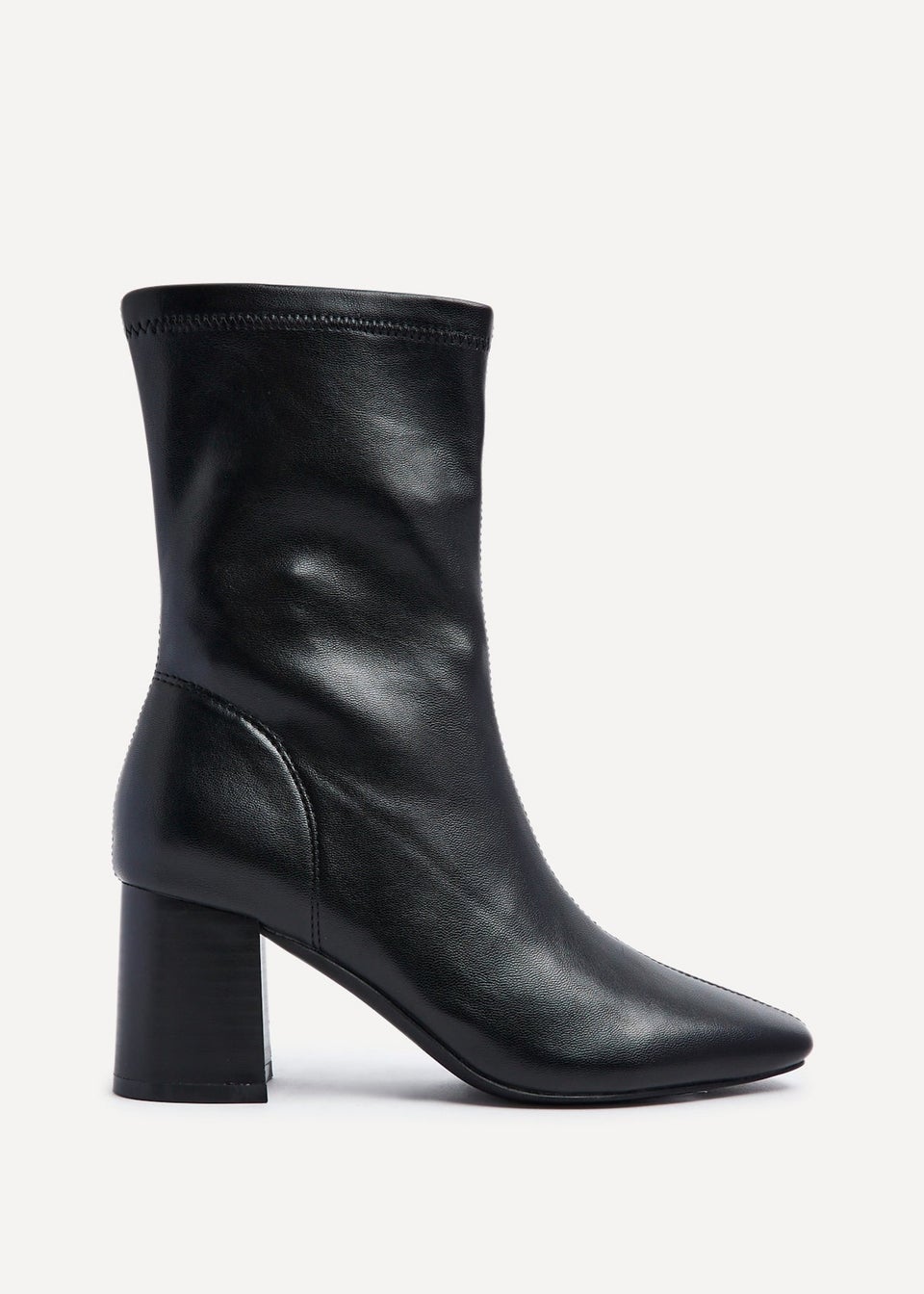 Linzi Bronx Black Faux Soft Leather Block Heel