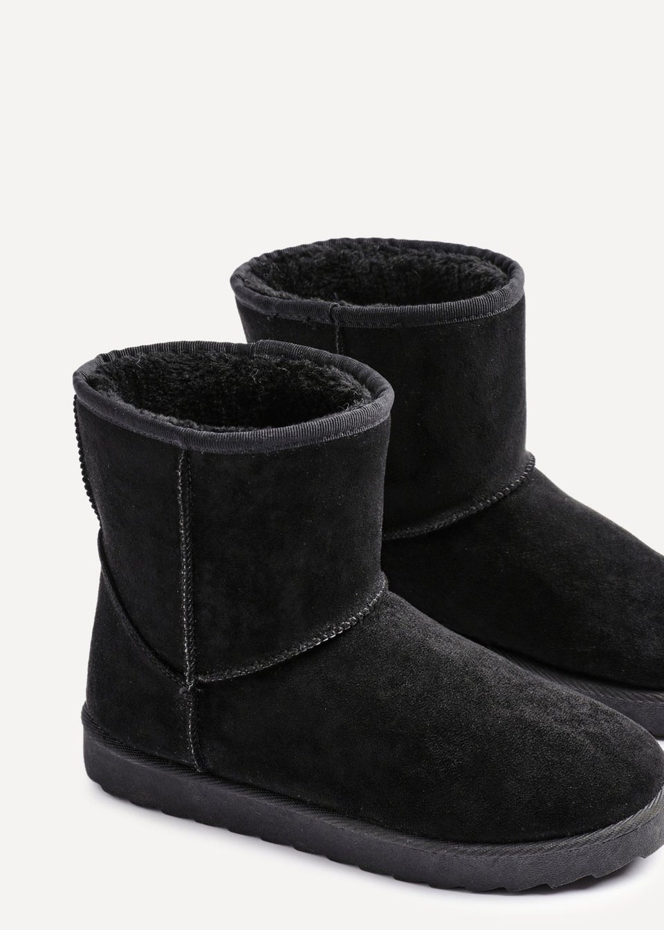 Linzi Addy Black Faux Suede Faux Fur Lined Ankle Boot