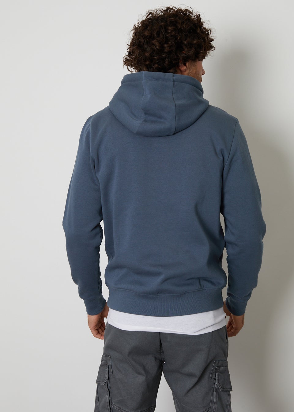 Threadbare Blue Cotton Blend Pullover Hoody