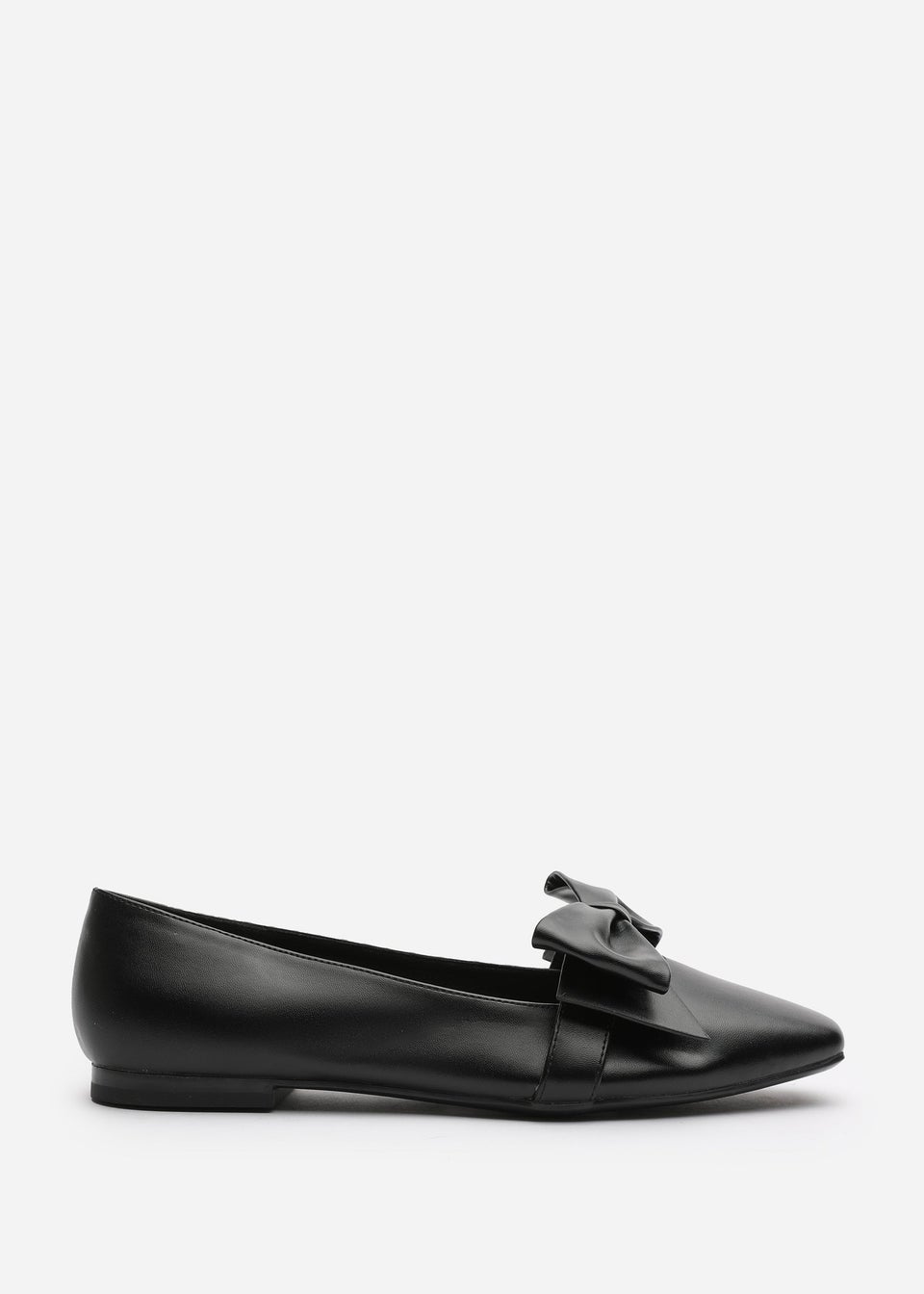 Where's That From Jessica Black PU Wide Fit Square Toe Flats