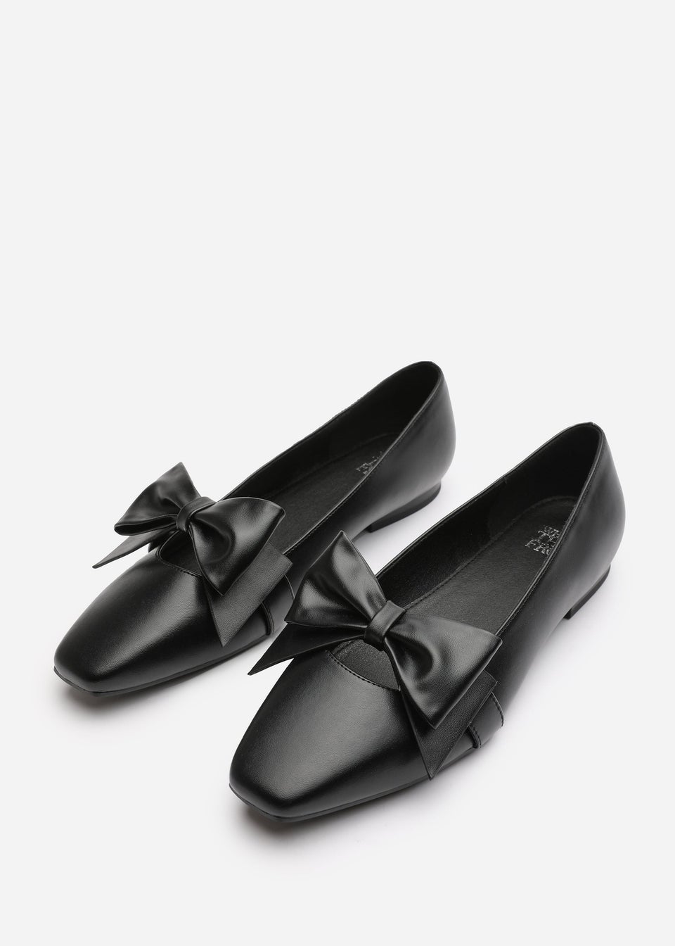 Where's That From Jessica Black PU Wide Fit Square Toe Flats