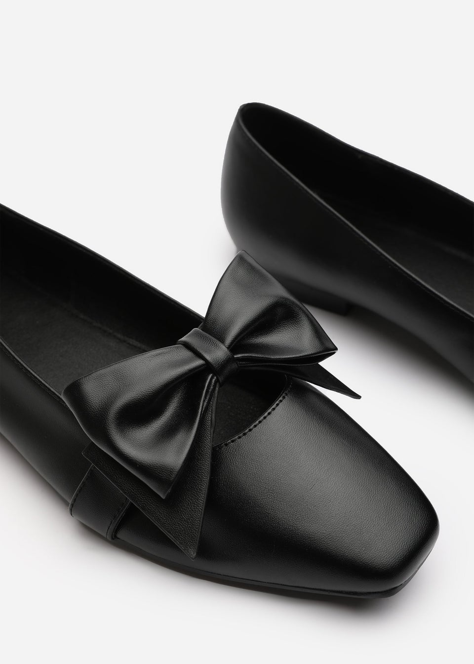 Where's That From Jessica Black PU Wide Fit Square Toe Flats