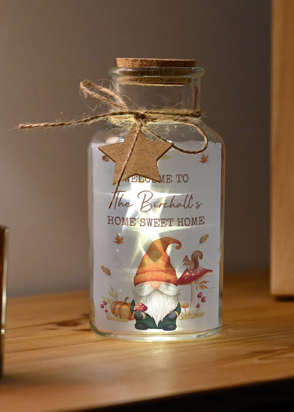 Personalised Memento Company Clear Autumn Gonk LED Light Up Jar