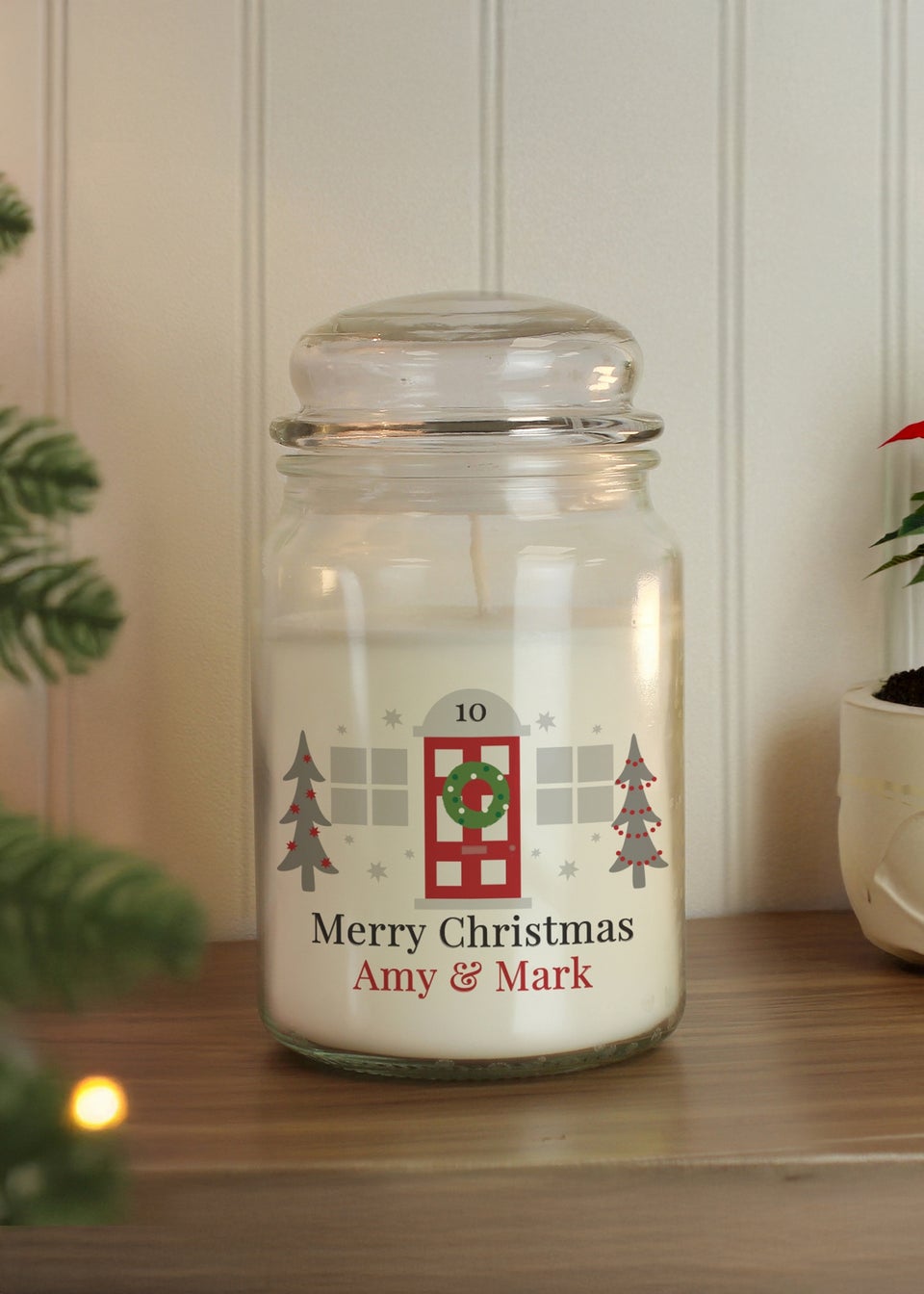 Personalised Memento Company White Home For Christmas Large Candle Jar