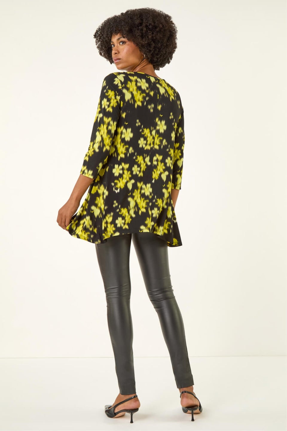 Roman Yellow Floral Print Hanky Hem Top