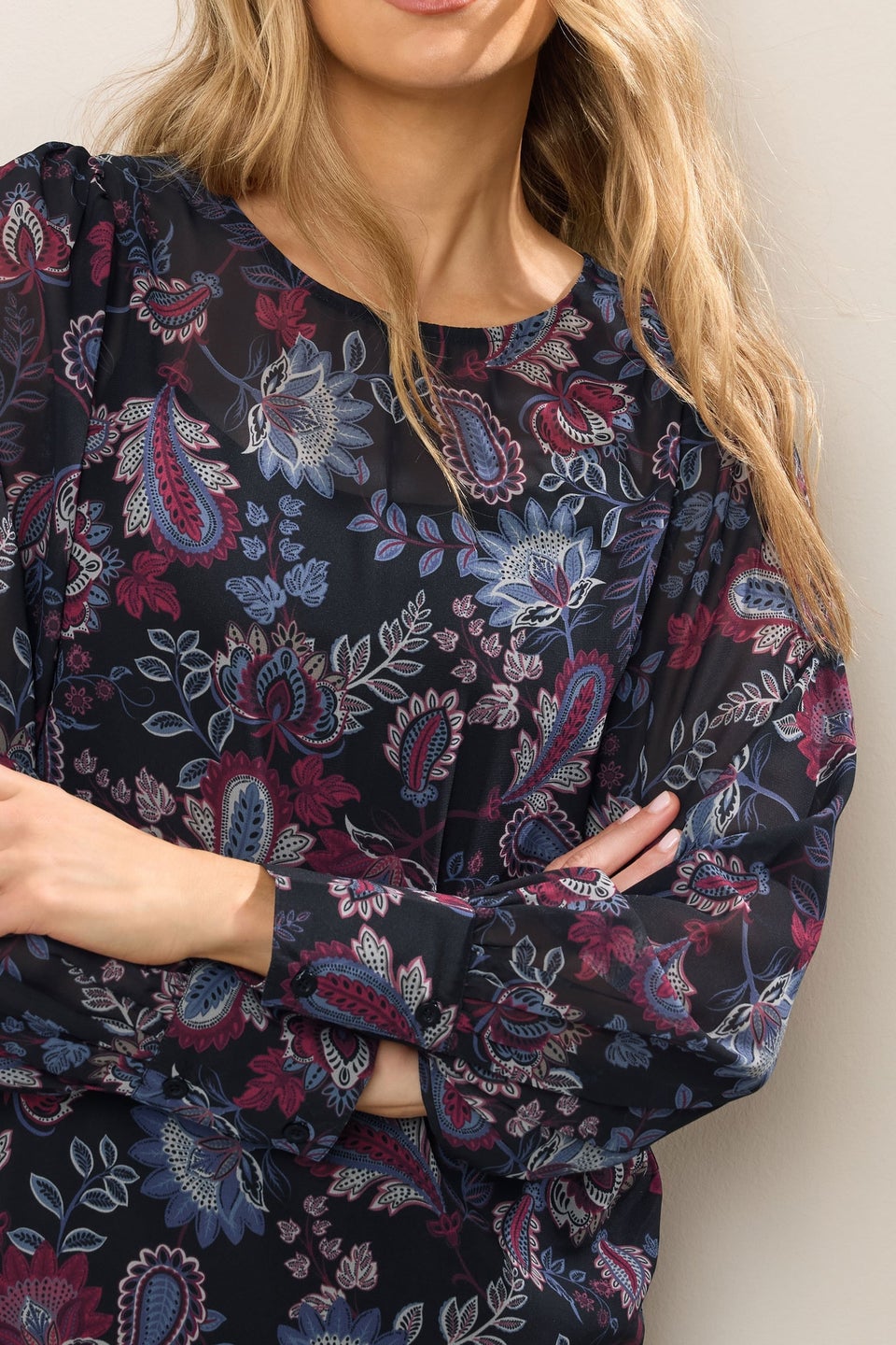 Long Tall Sally Purple Paisley Sheer Blouse