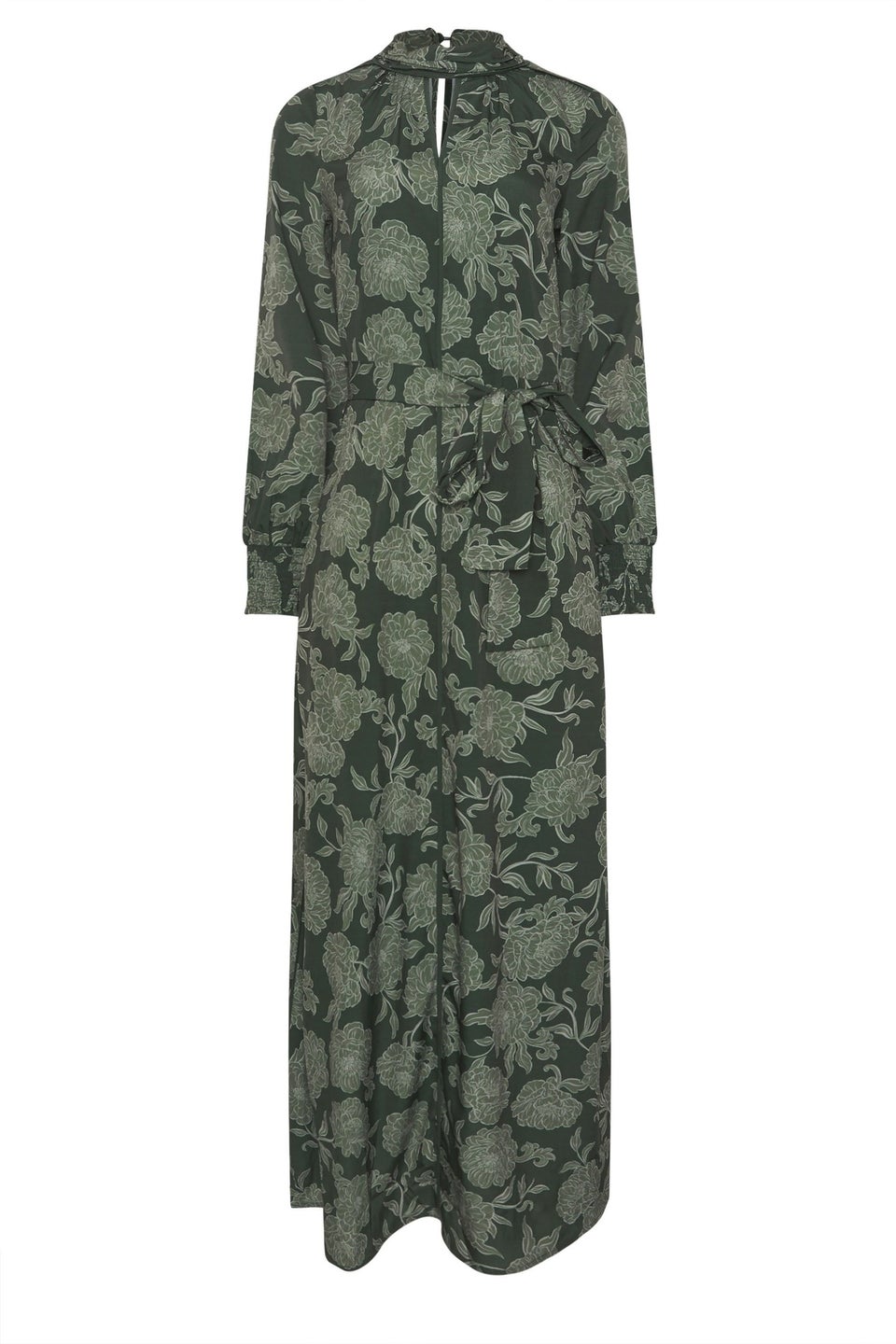 Long Tall Sally Green Floral High Neck Tie Dress
