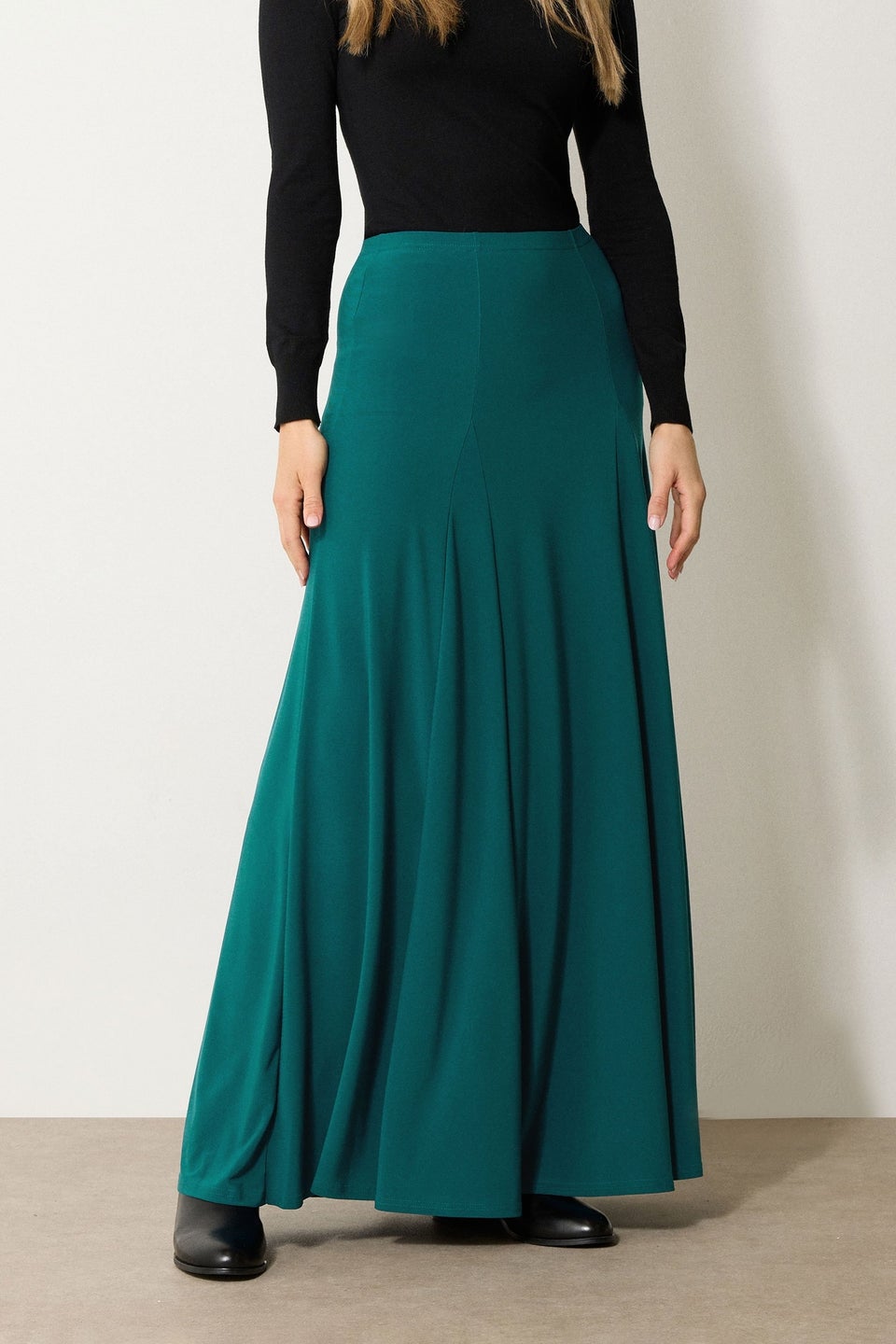 Long Tall Sally Teal Green Godet Maxi Skirt