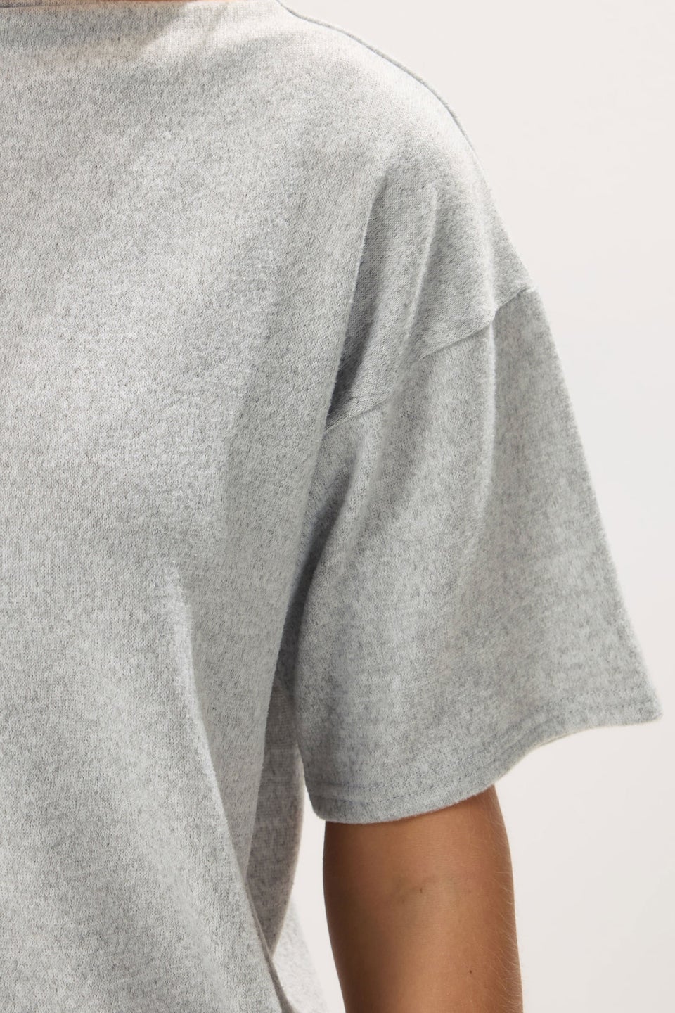 PixieGirl Petite Grey Marl Soft Touch Short Sleeve Top
