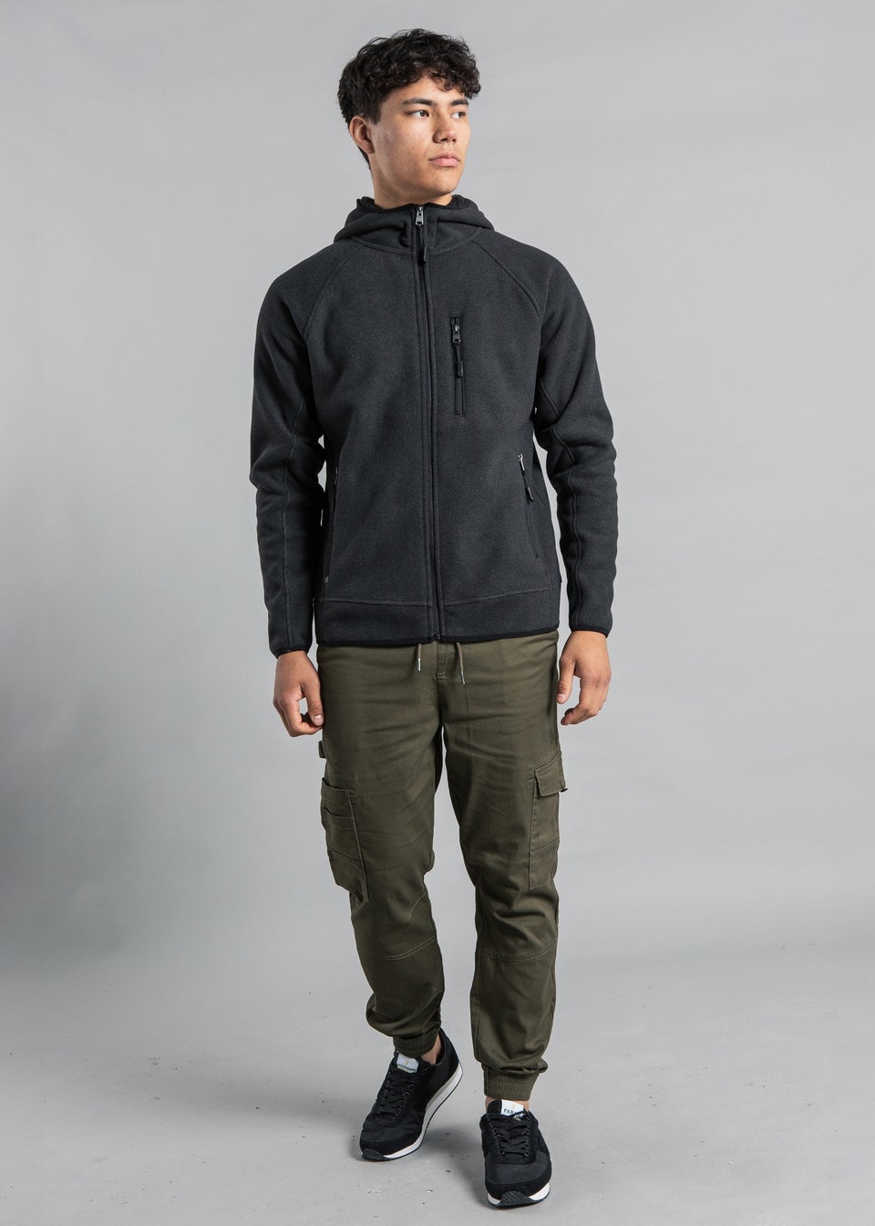 Kensington Eastside Grey Microstriped Fleece Sherpa-Lined Jumper