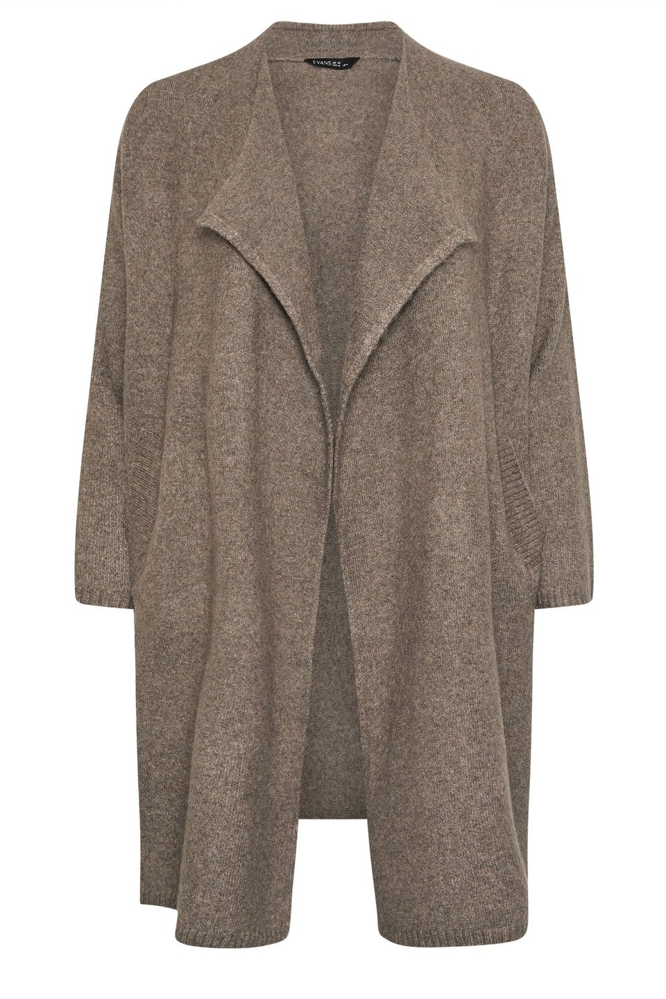 Evans Curve Natural Brown Waterfall Coatigan