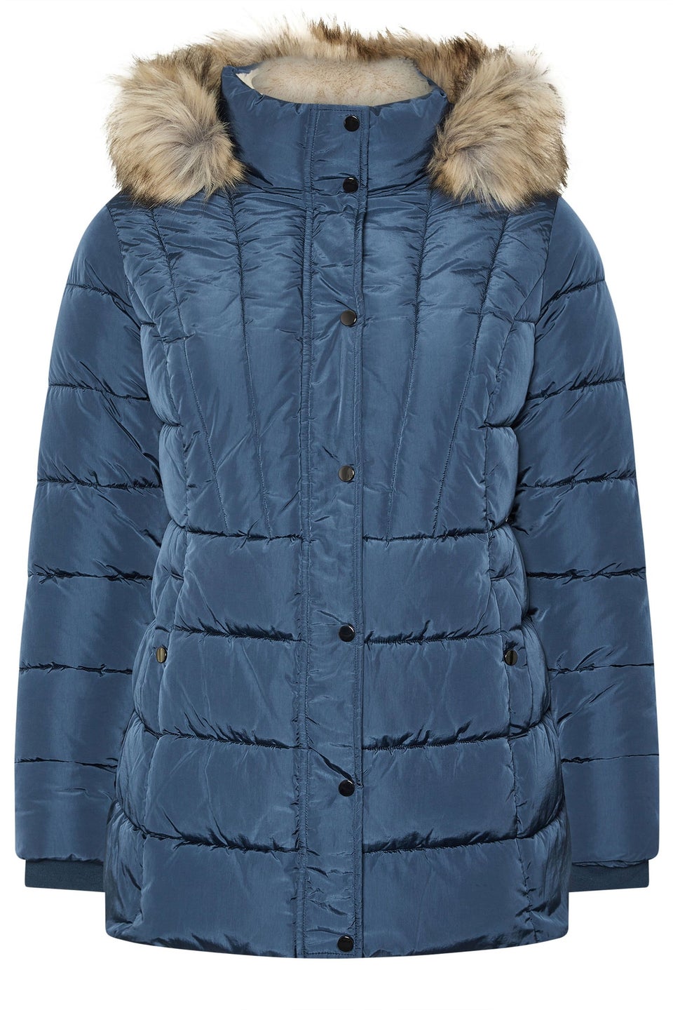 Yours Curve Blue Short Puffer Coat
