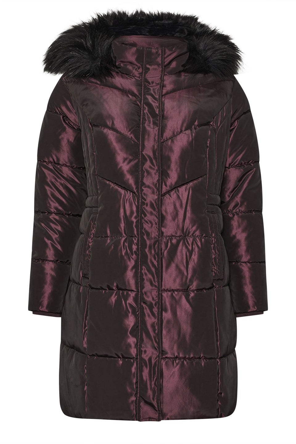 Yours Curve Purple Puffer Midi Coat