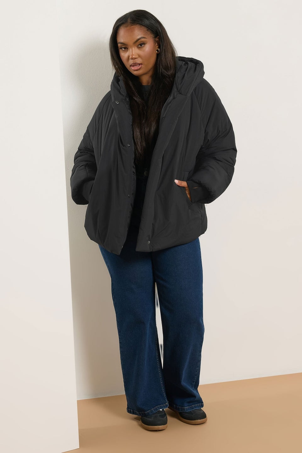 Yours Curve Black Padded Coat
