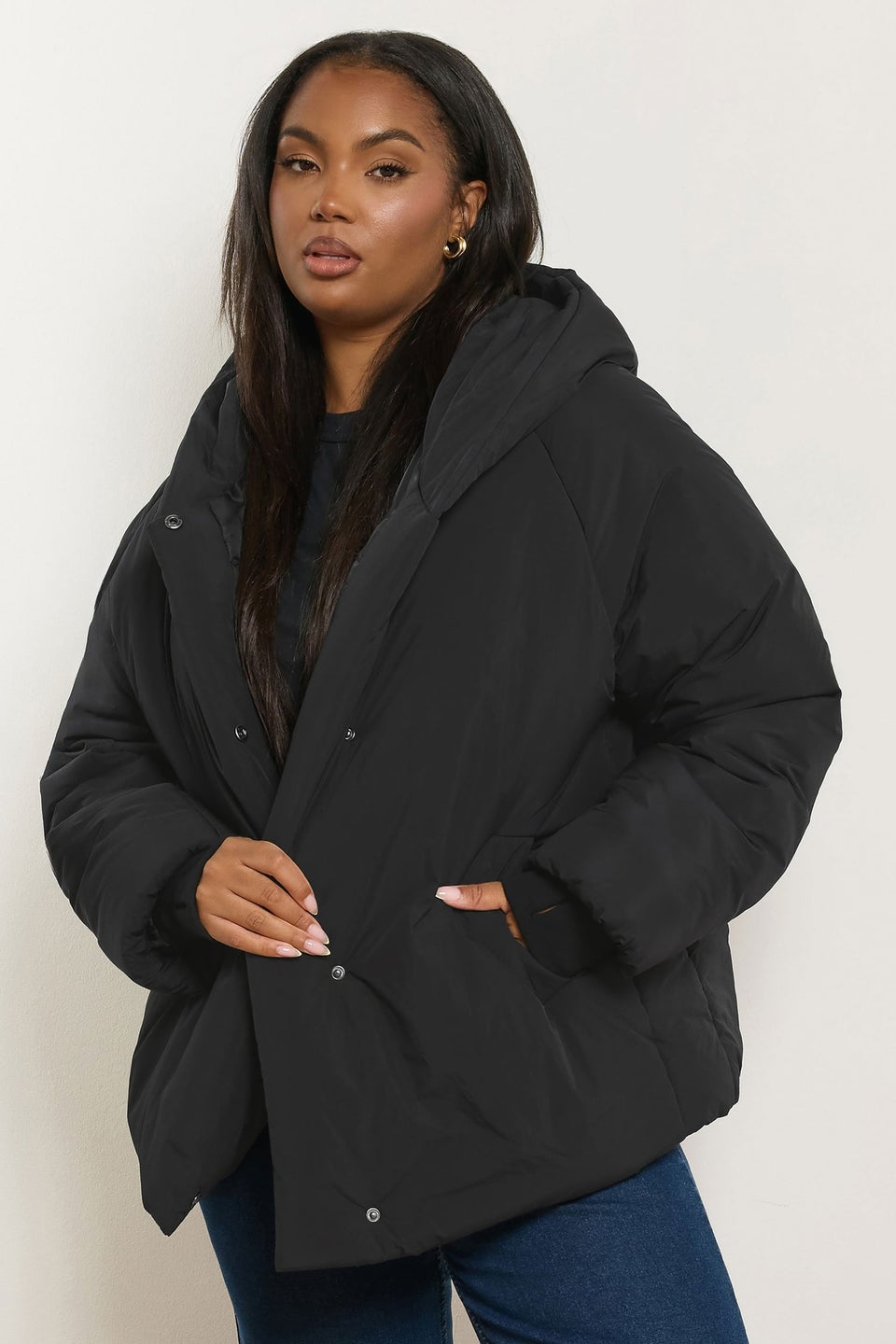 Yours Curve Black Padded Coat