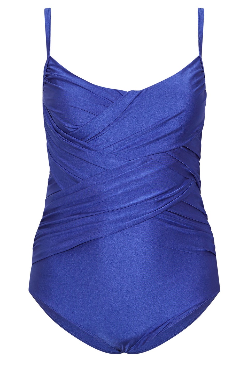 Yours Curve Blue Super Sculpt Crossover Swimsuit