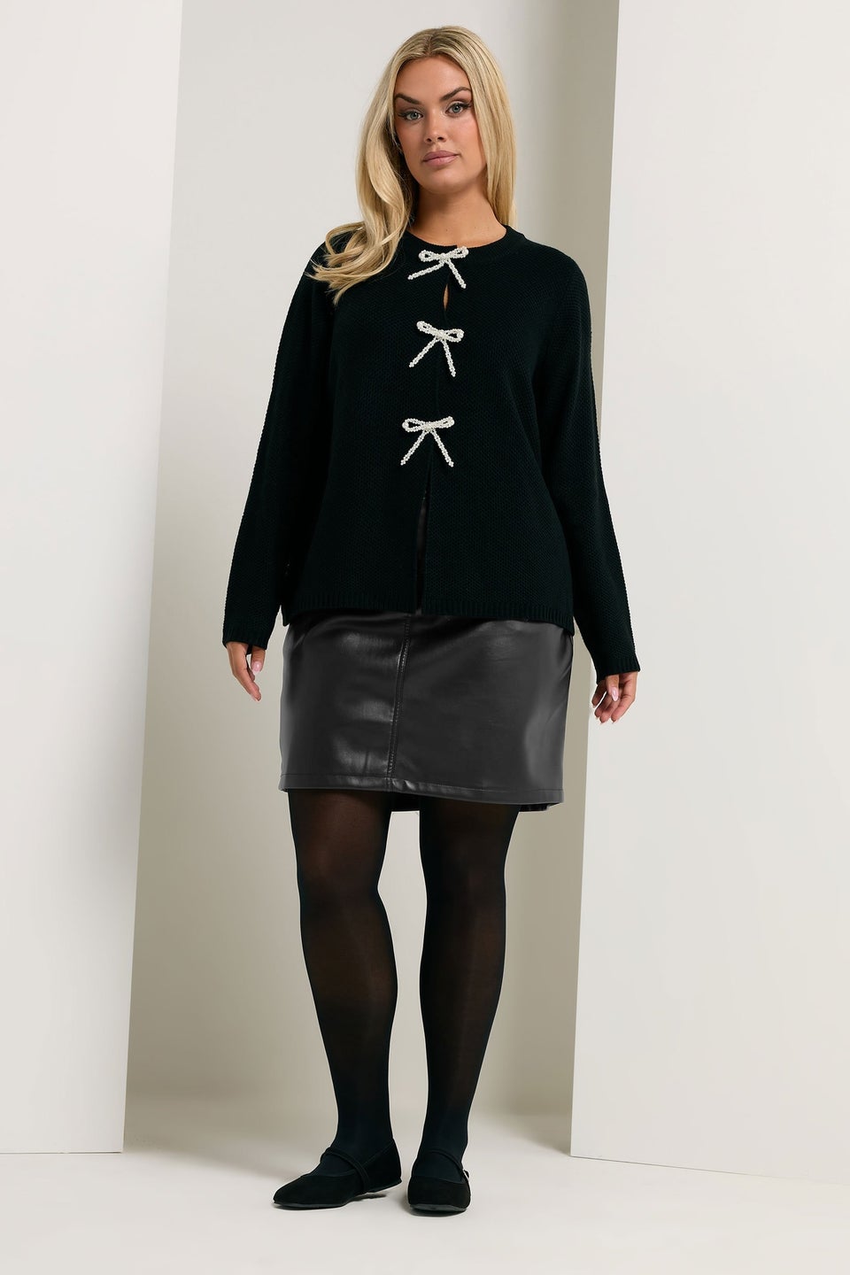 Yours Curve Black Faux Leather Mini Skirt