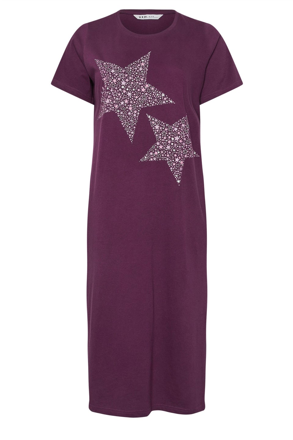 Yours Curve Burgundy Red 'Starry Night' Midaxi Nightdress
