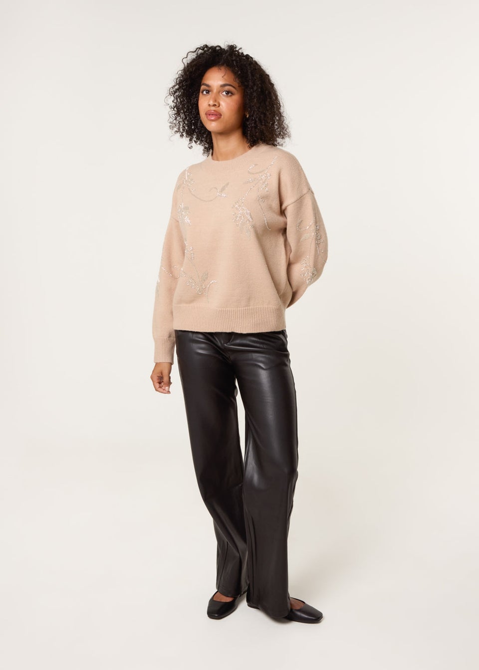 Blue Vanilla Taupe Sparkling Sequins Jumper