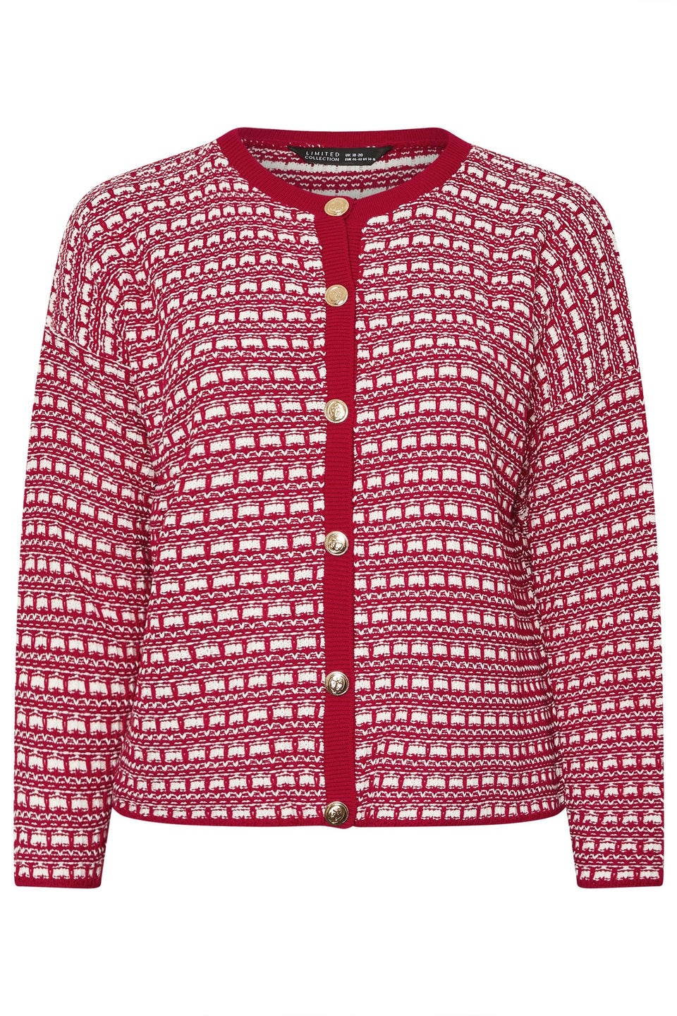 Yours Limited Curve Red Boucle Cardigan