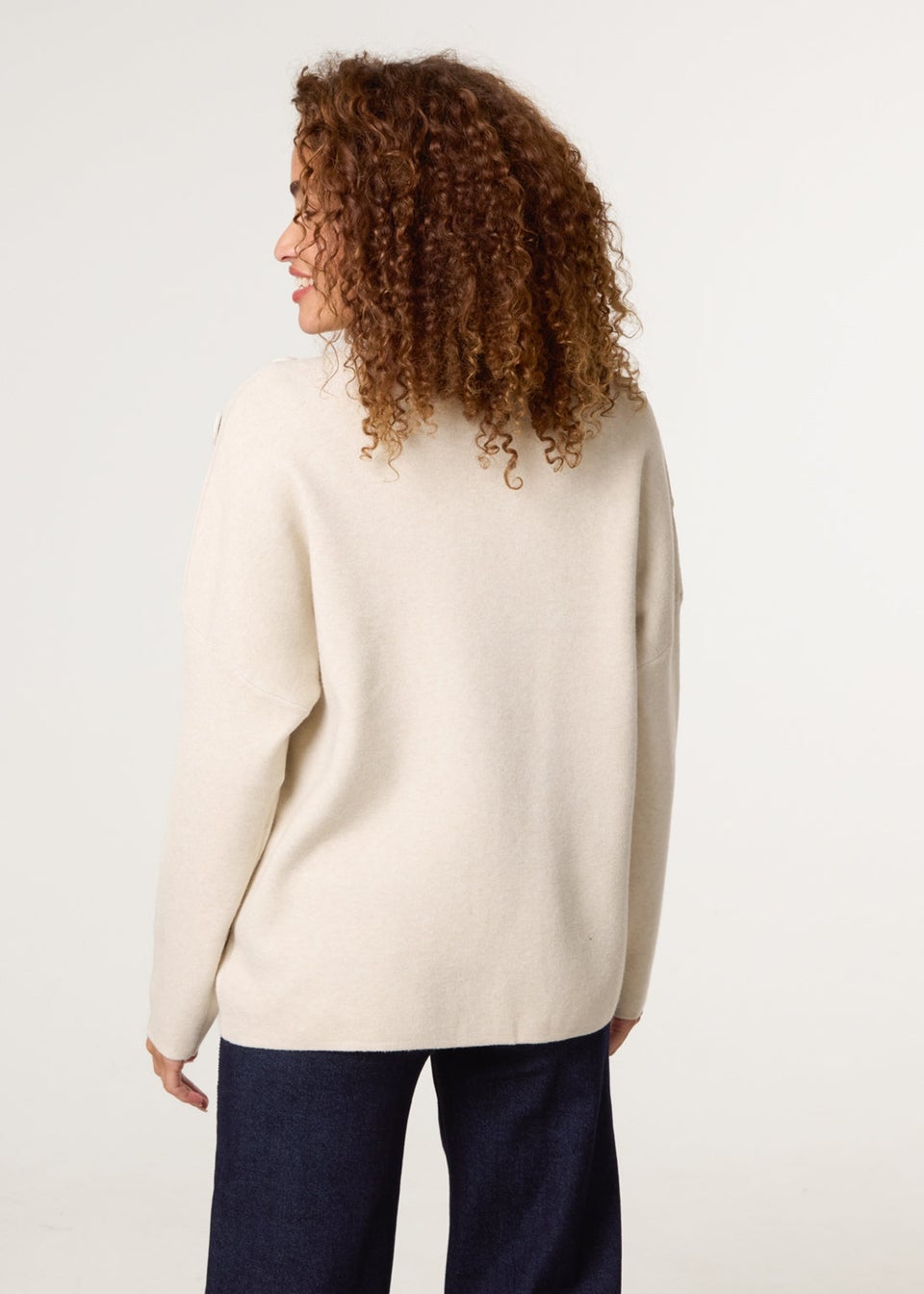 Blue Vanilla Grey Button Shoulder Jumper