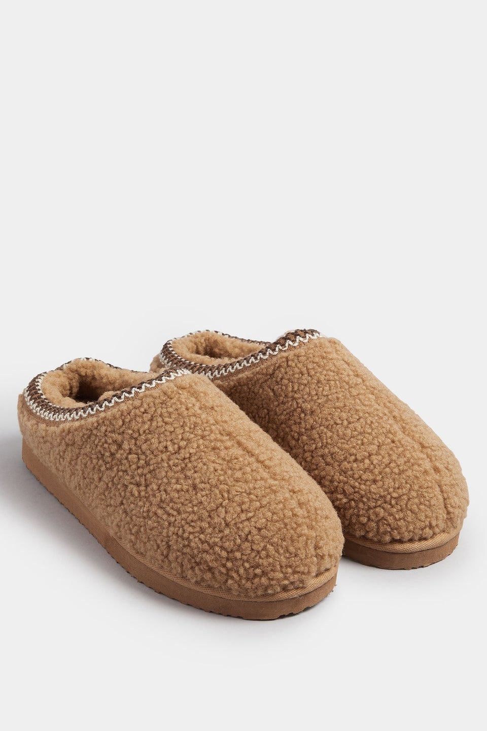 Yours Tan Brown Borg Stitch Mules