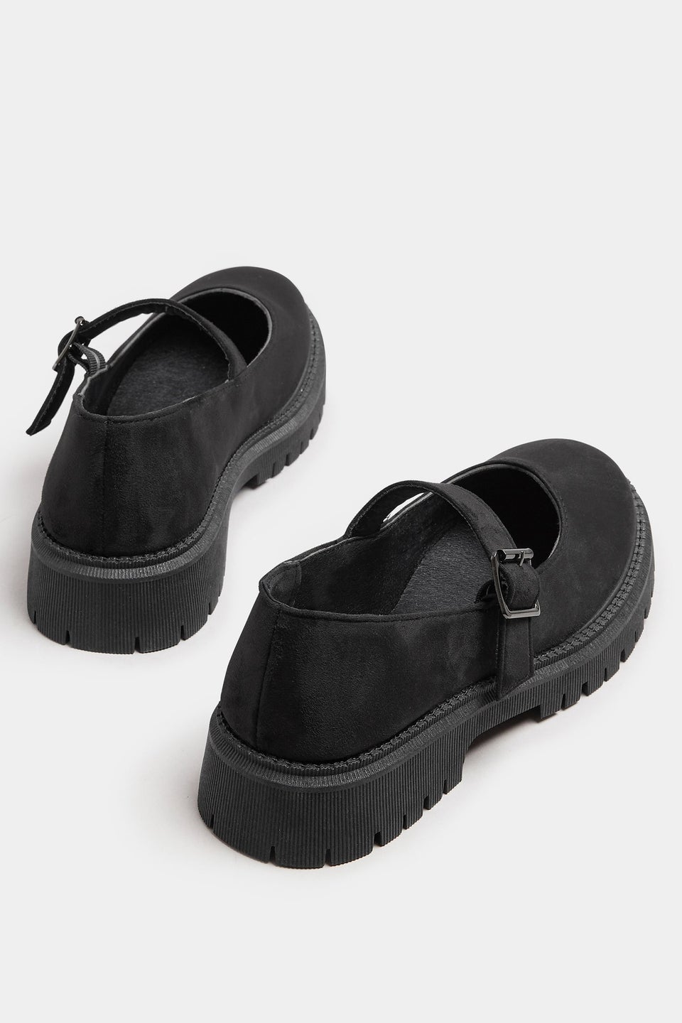 Yours Black Faux Suede Chunky Mary Jane Shoes In Wide E Fit & Extra Wide EEE Fit