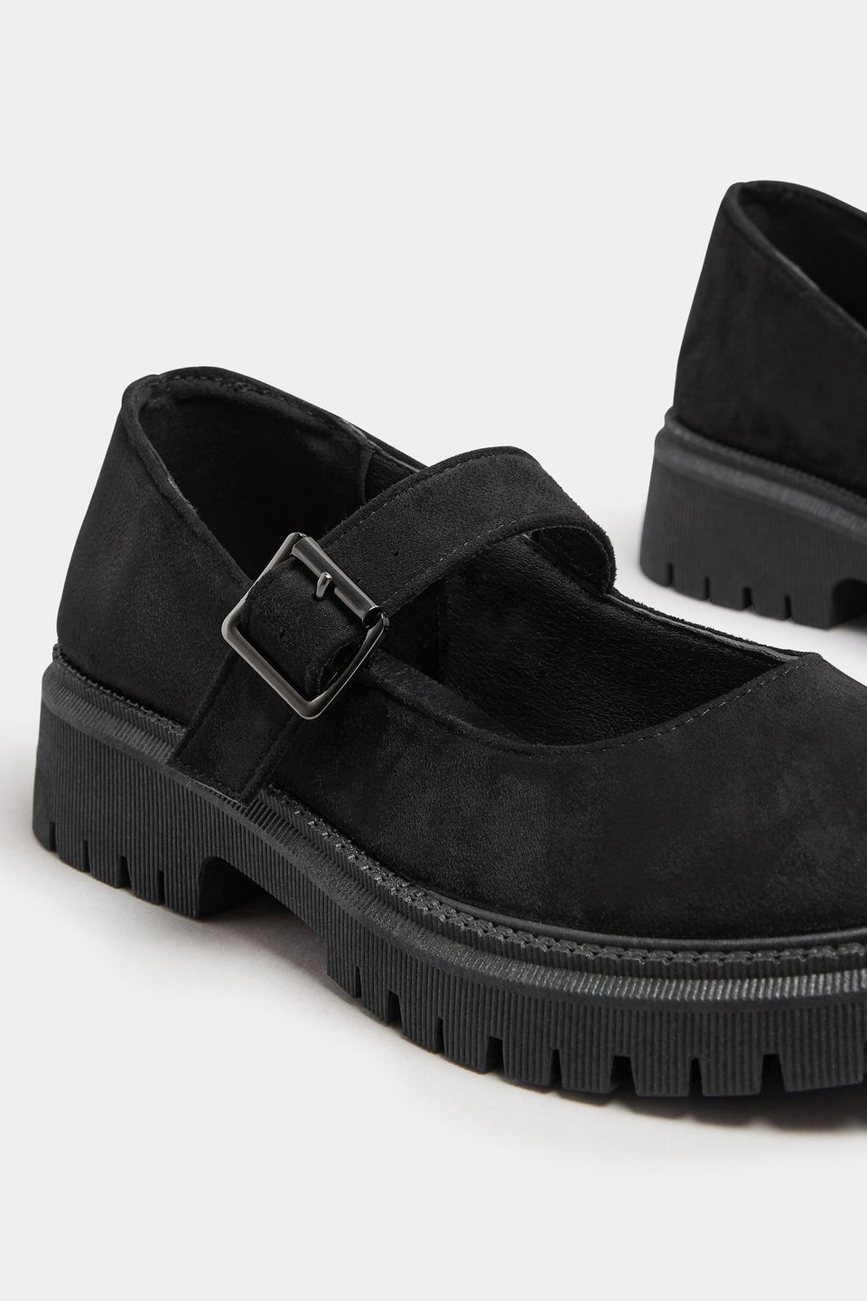 Yours Black Faux Suede Chunky Mary Jane Shoes In Wide E Fit & Extra Wide EEE Fit