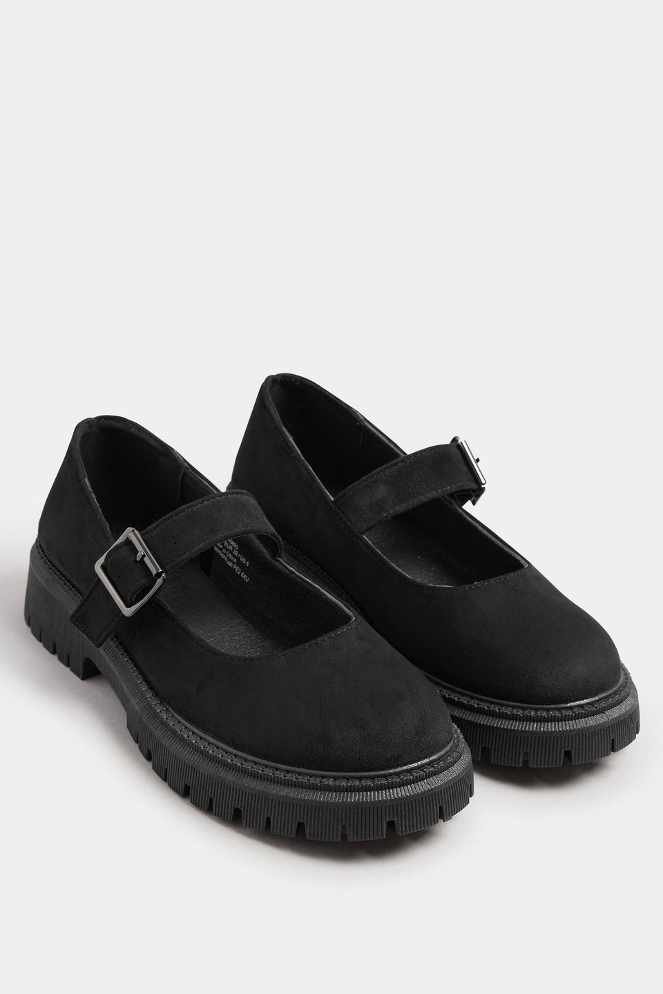 Yours Black Faux Suede Chunky Mary Jane Shoes In Wide E Fit & Extra Wide EEE Fit