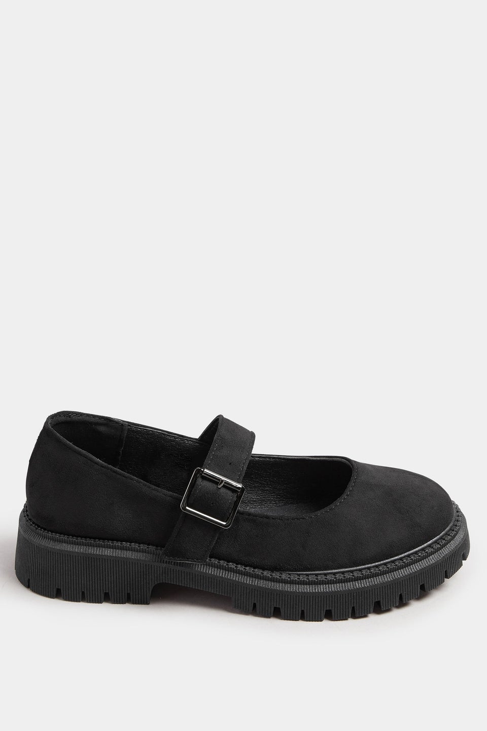 Yours Black Faux Suede Chunky Mary Jane Shoes In Wide E Fit & Extra Wide EEE Fit