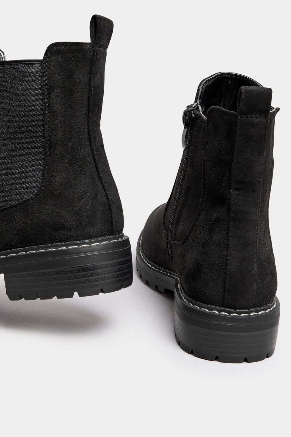 Yours Black Faux Suede Chelsea Boots In Wide E & Extra Wide EEE Fit
