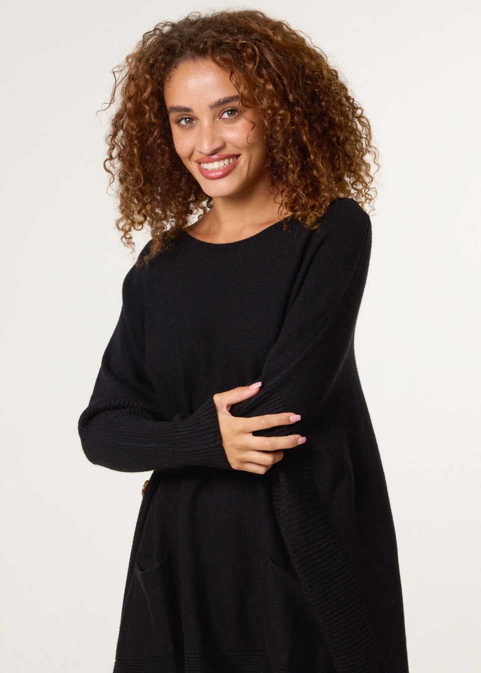 Blue Vanilla Black Boxy Jumper With Buttons