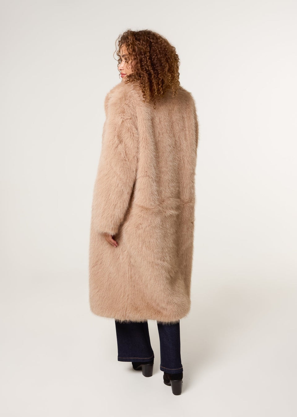 Blue Vanilla Beige Long Fluffy Coat