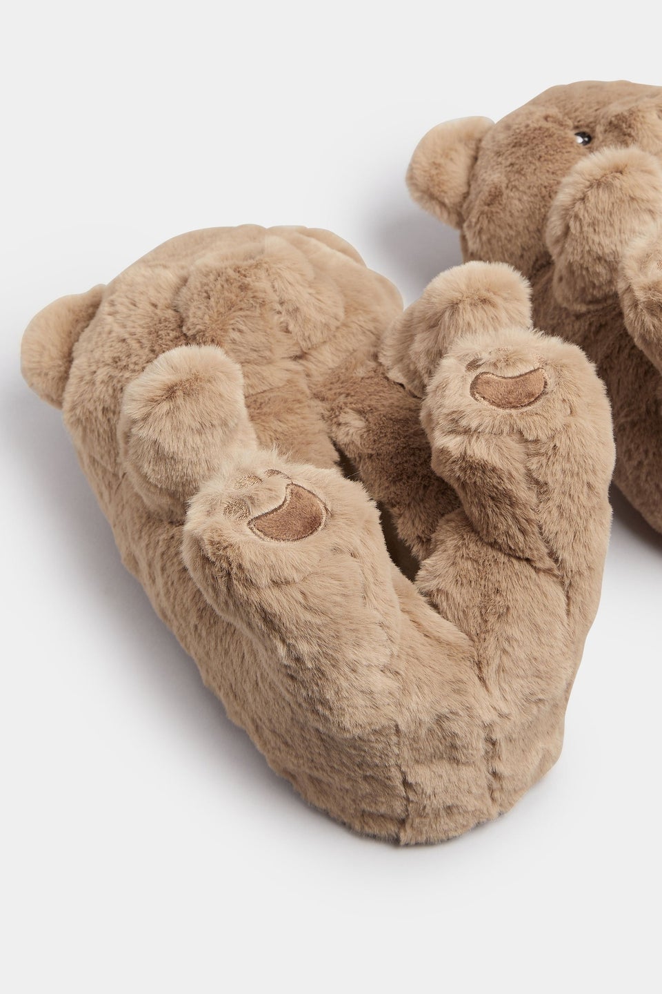Yours Brown Faux Fur Teddy Bear Slippers