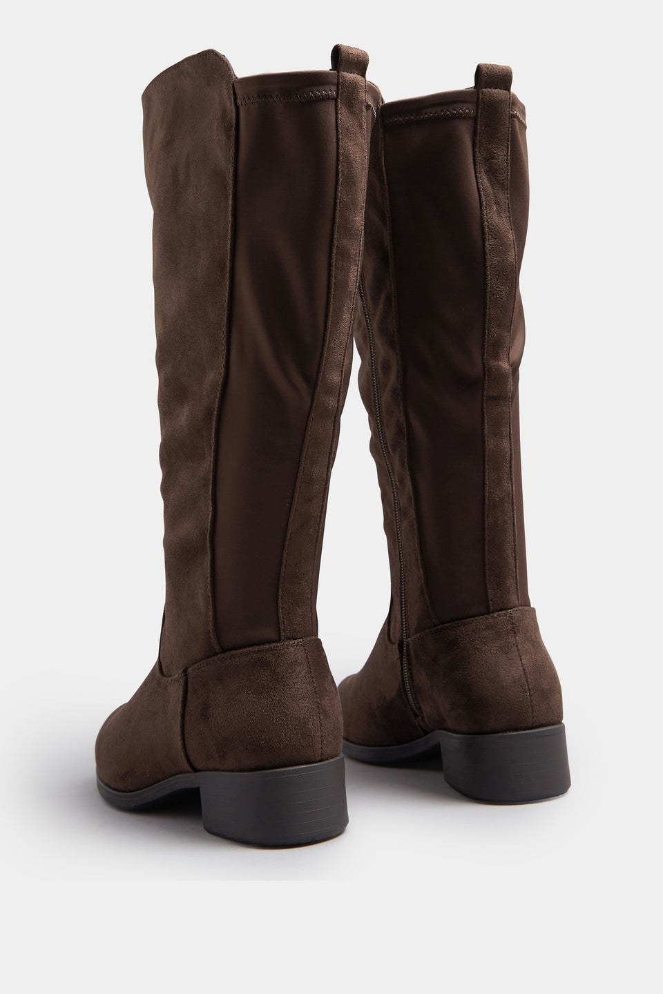 Yours Brown Faux Suede Stretch Knee High Boots In Extra Wide EEE Fit