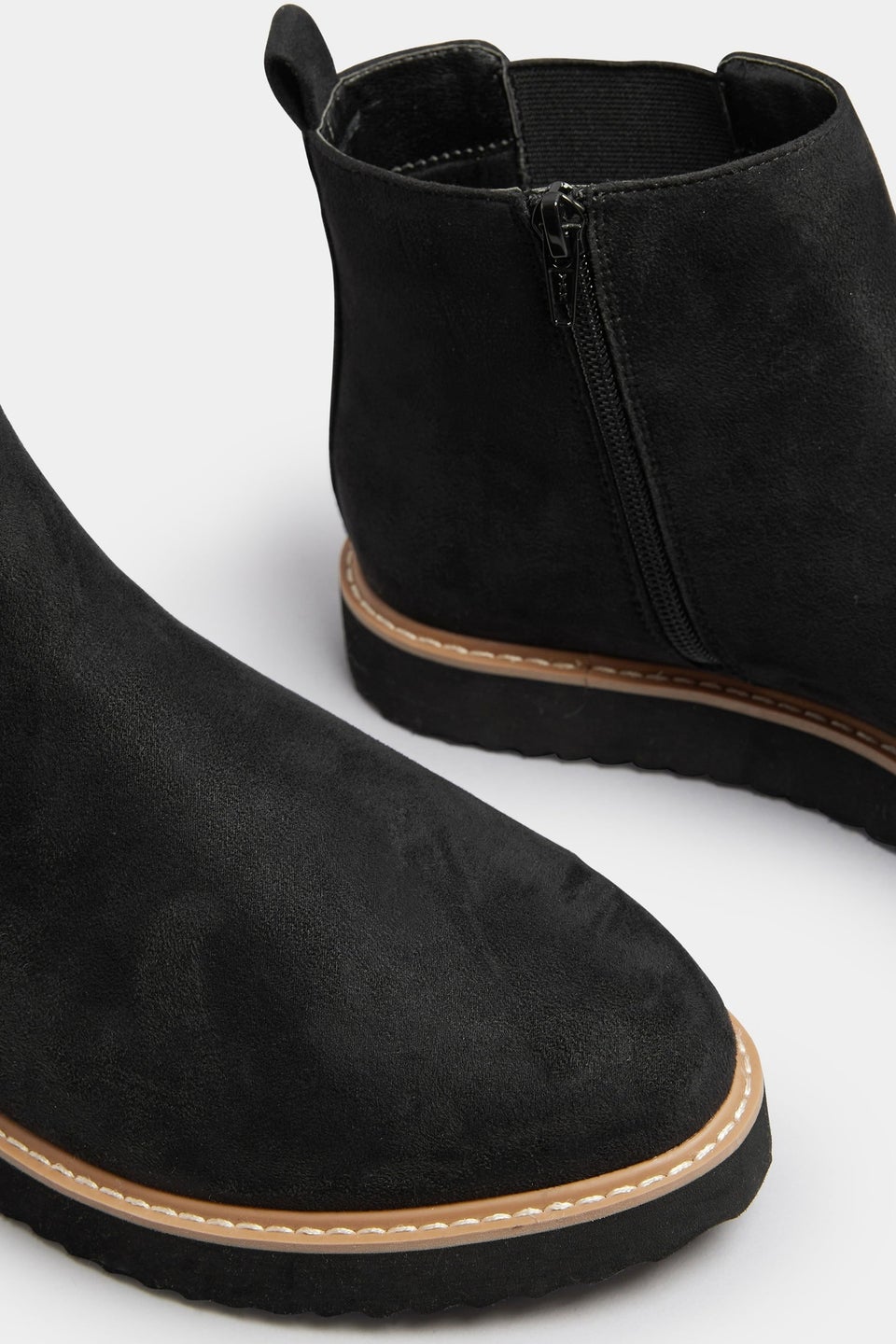 Yours Black Faux Suede Contrast Trim Chelsea Boots In Extra Wide EEE Fit