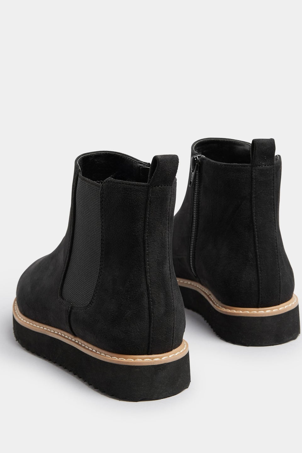 Yours Black Faux Suede Contrast Trim Chelsea Boots In Extra Wide EEE Fit