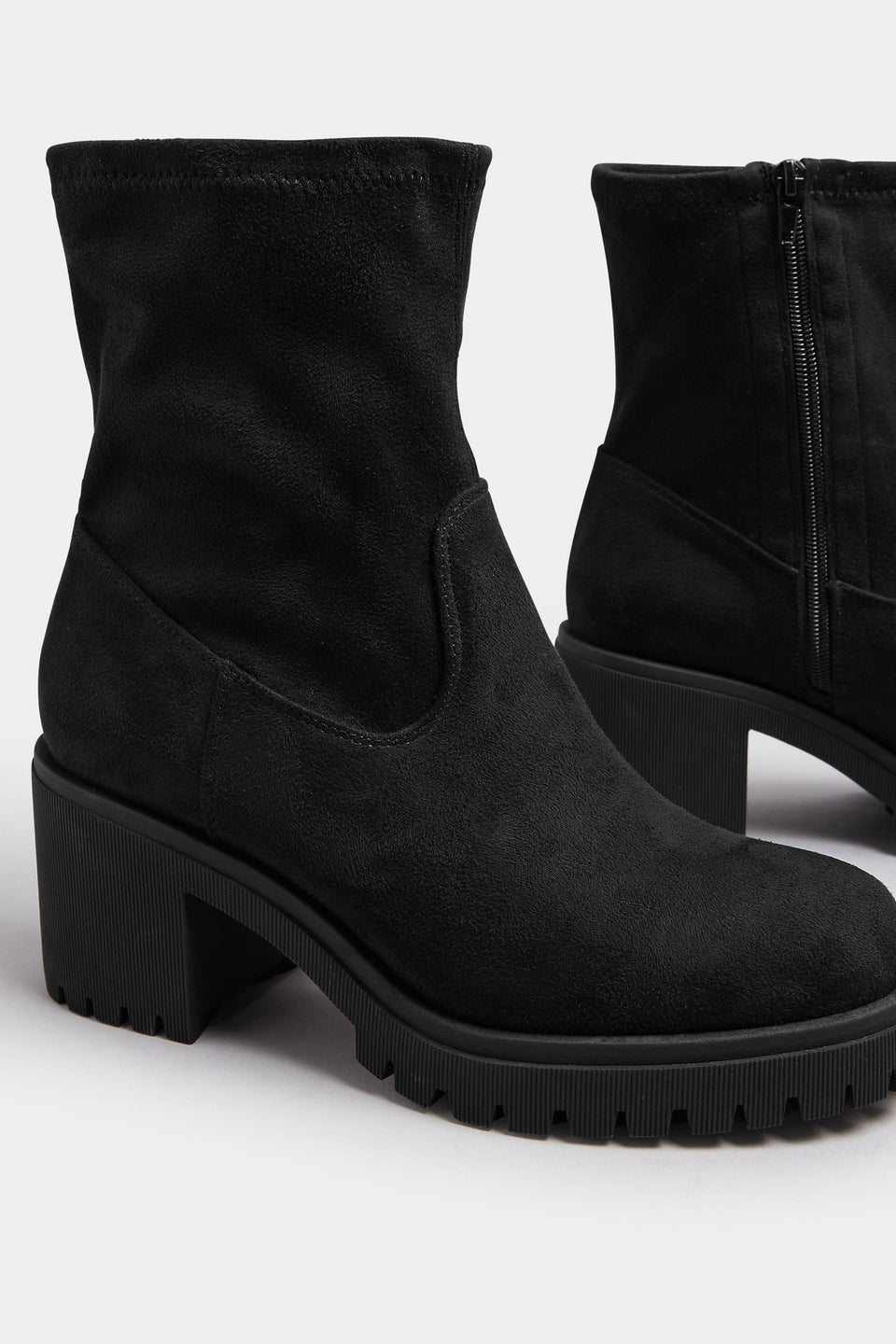 Yours Black Faux Suede Stretch Sock Boots In Extra Wide EEE Fit