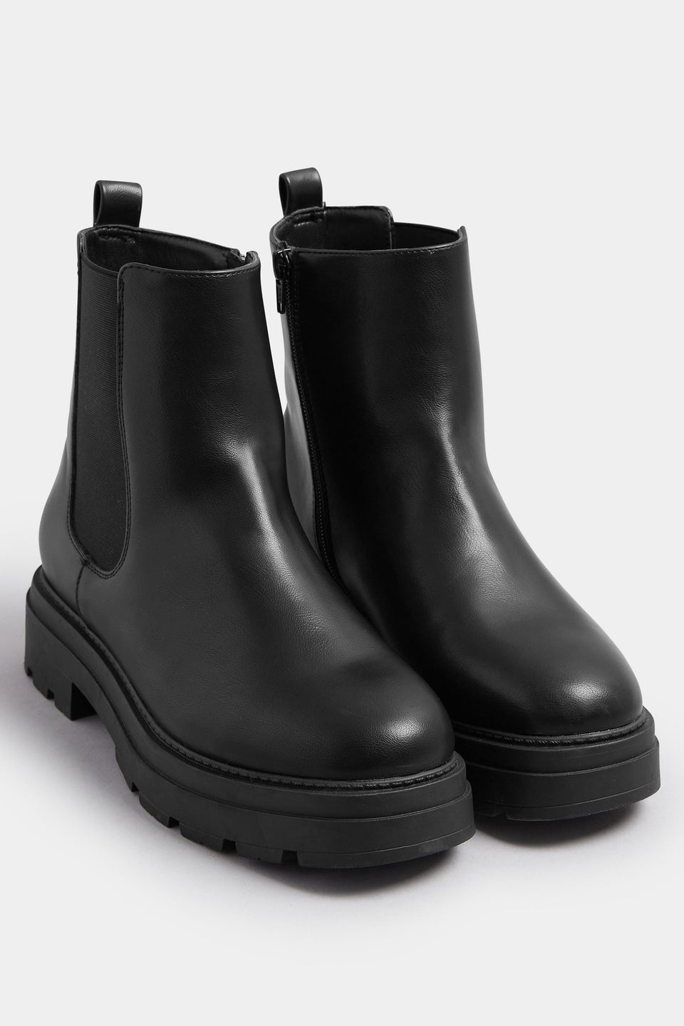 Yours Black Faux Leather Chunky Chelsea Boots In Extra Wide EEE Fit